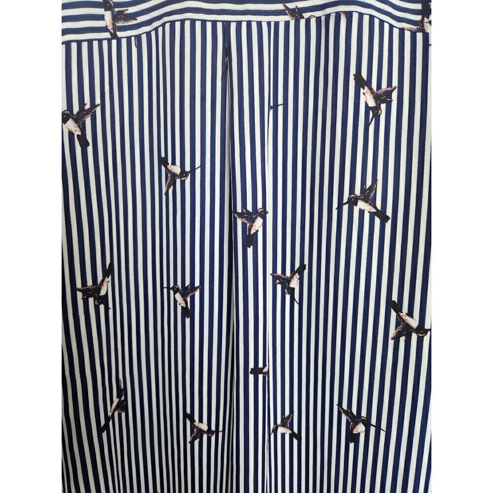 Roz& and Ali all over navy Striped hummingbird novelty print blouse sz 2X career - Picture 7 of 12